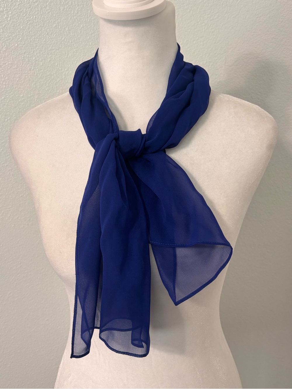 St. John 100% Silk Royal Blue Sheer Scarf 12”x40”